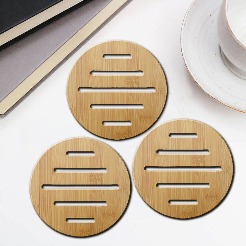 Round Shape Wooden Tea/Coffee Coasters (Set of 6)