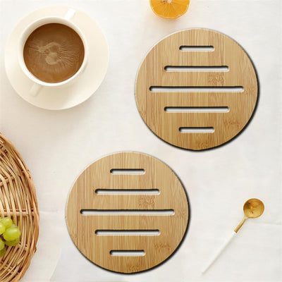 Round Shape Wooden Tea/Coffee Coasters (Set of 6)