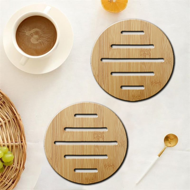 Round Shape Wooden Tea/Coffee Coasters (Set of 6)