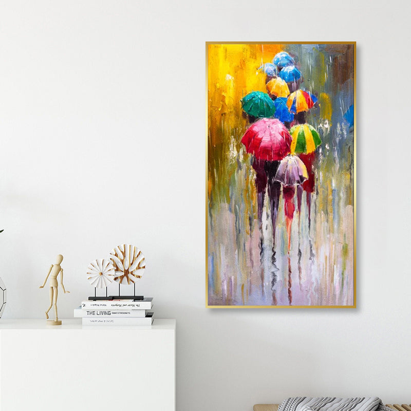 Rainy Season Abstract Floating Frame Canvas Wall Painting