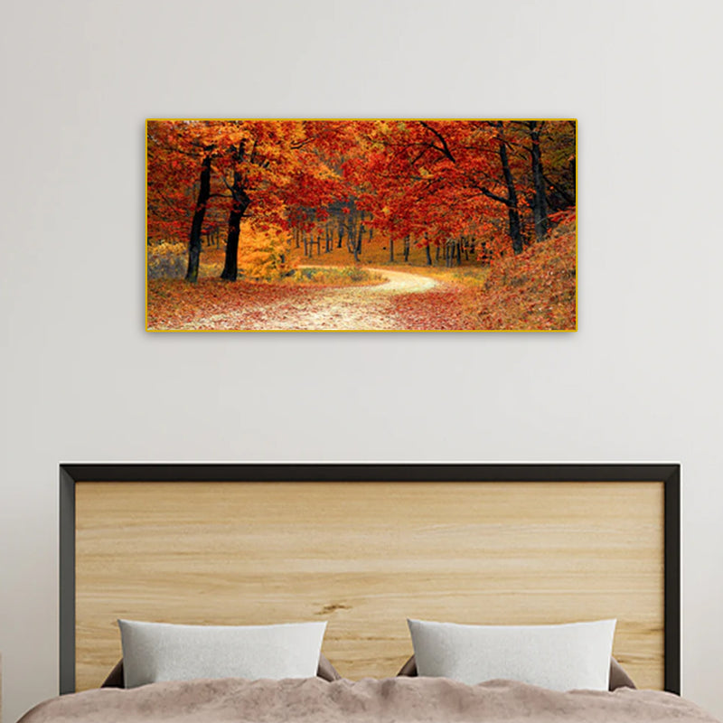 Autumn Trees Scenery Canvas Floating Frame Wall Painting