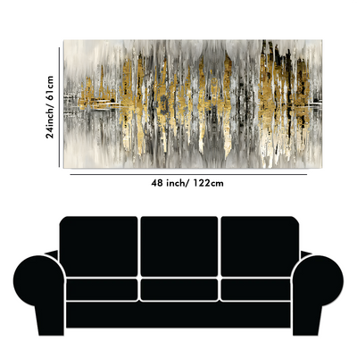 Modern Golden Abstract Design Premium Canvas Floating Frame Wall Painting