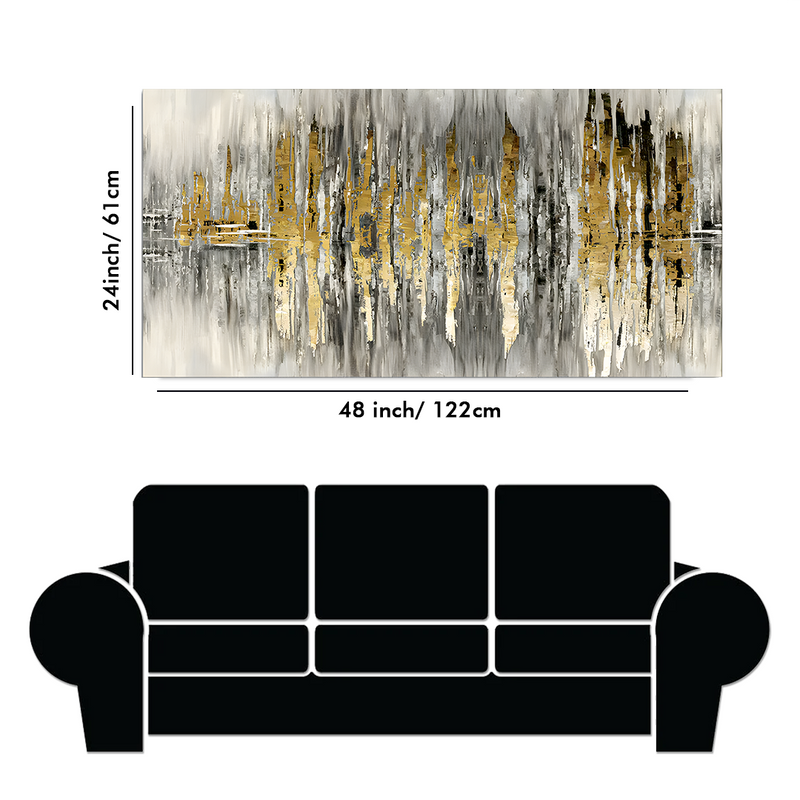 Modern Golden Abstract Design Premium Canvas Floating Frame Wall Painting