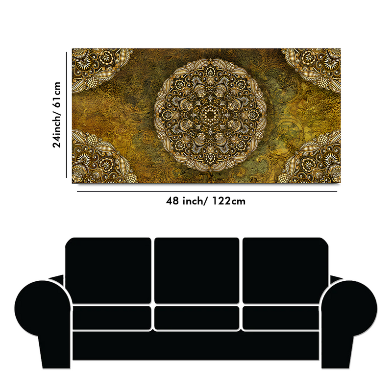 Golden Mandala Art Canvas Floating Frame Wall Painting