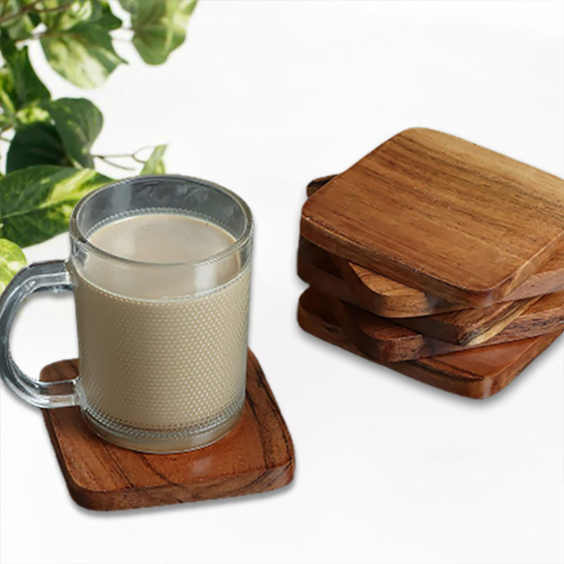 Square Wooden Coasters for Home and Office Decor, Heat Resistant Drink  Coasters for Coffee Table
