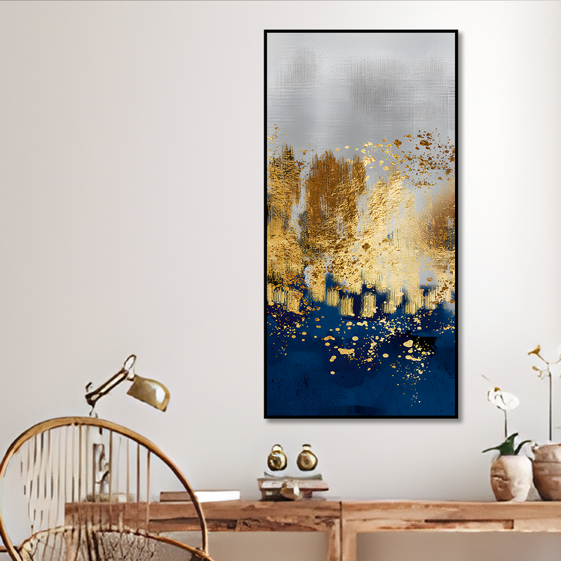 Modern Golden Art Textured Design Canvas Floating Frame Wall Painting