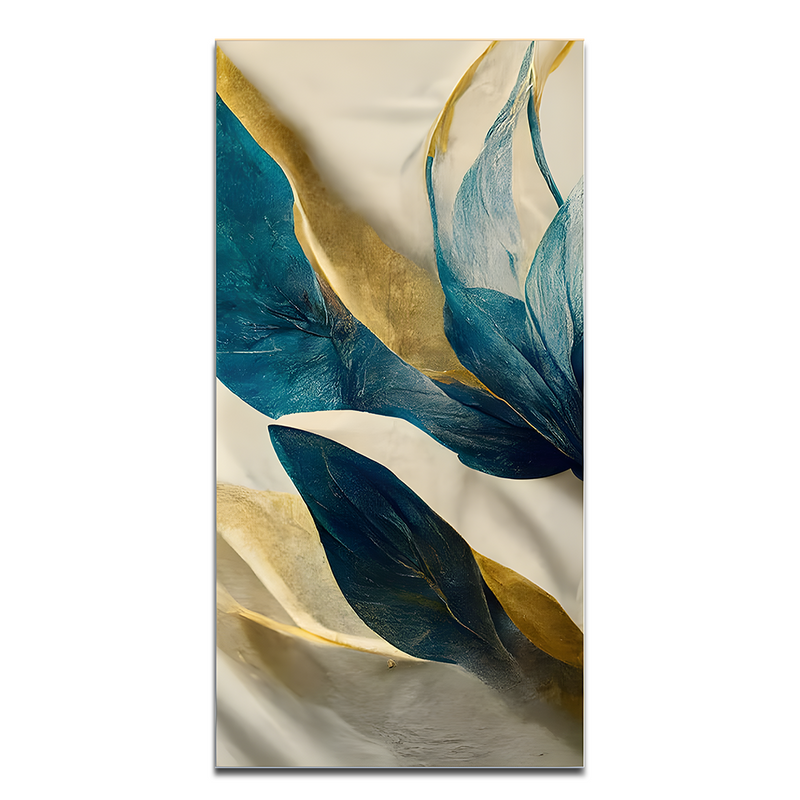 Premium Golden Flower and Waves Floating Frame Wall Painting