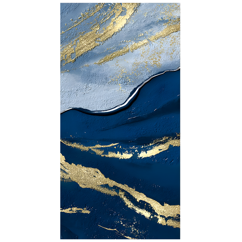 Dark Mountains and Golden Pattern Premium Canvas Floating Frame Wall Painting