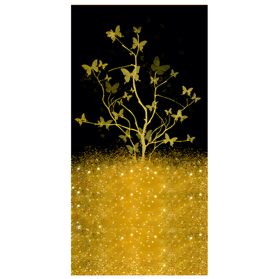 Beautiful Golden Tree Butterfly Premium Canvas Floating Frame Wall Painting