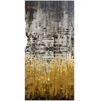 Modern Golden Abstract Textured Premium Floating Frame Wall Painting