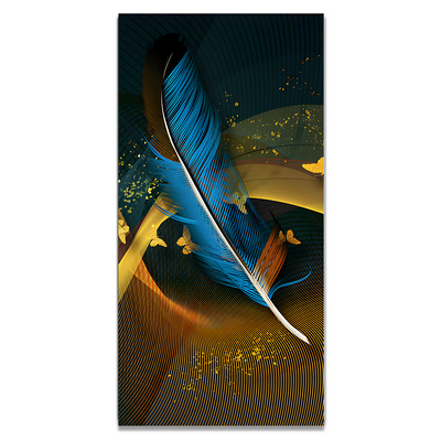 Modern Feathers and Beautiful Butterflies Premium Canvas Floating Frame Wall Painting