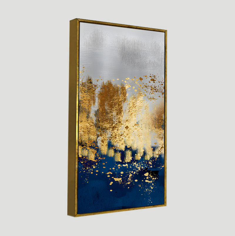Modern Golden Art Textured Design Canvas Floating Frame Wall Painting