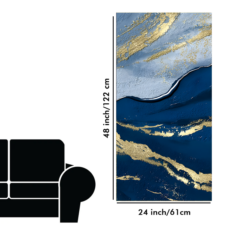 Dark Mountains and Golden Pattern Premium Canvas Floating Frame Wall Painting