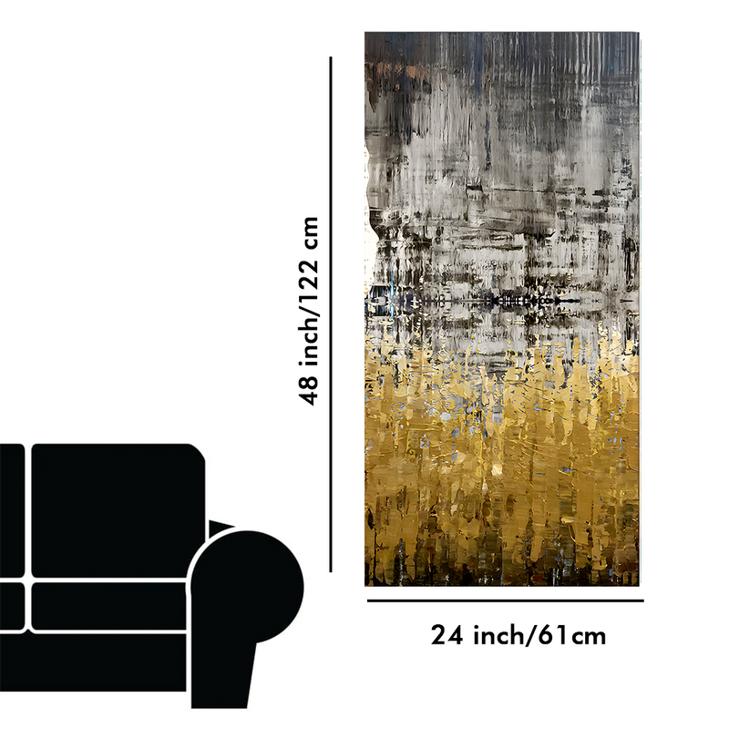 Modern Golden Abstract Textured Premium Floating Frame Wall Painting