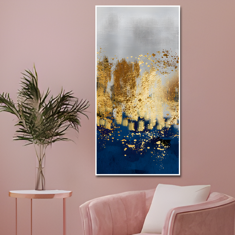 Modern Golden Art Textured Design Canvas Floating Frame Wall Painting