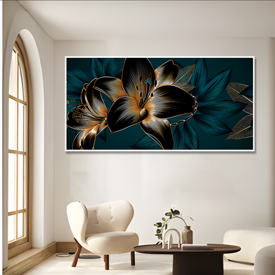 Beautiful Lilies Flowers Canvas Floating Frame Wall Painting