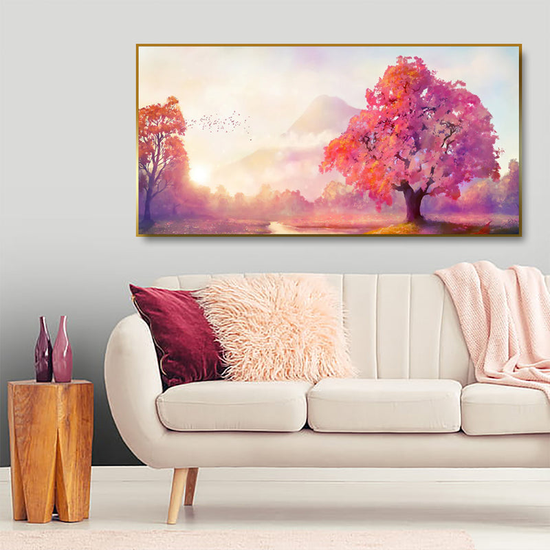 Autumn Tree Modern Art Canvas  Floating Frame Wall Painting