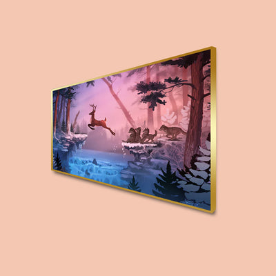 Abstract Deer Canvas Floating Frame Wall Painting