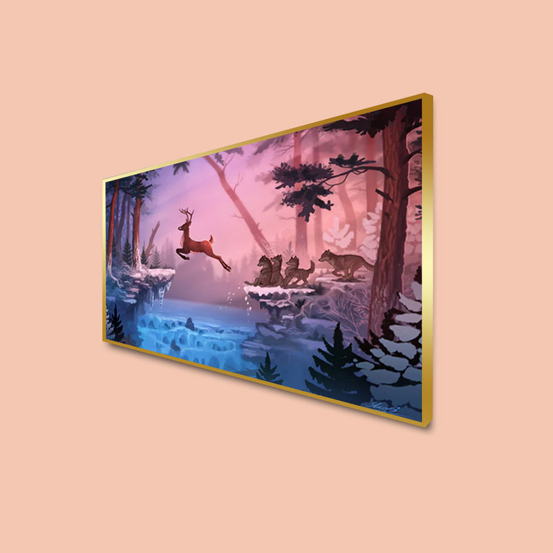Abstract Deer Canvas Floating Frame Wall Painting