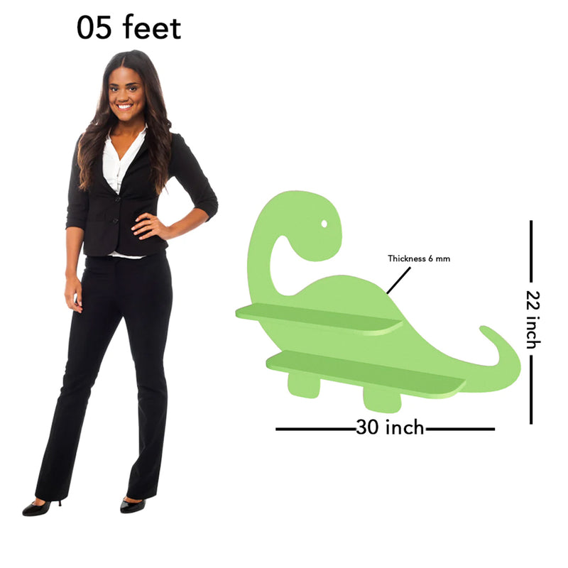 Dinosaur-Shaped Kids Wooden Shelf (Green)