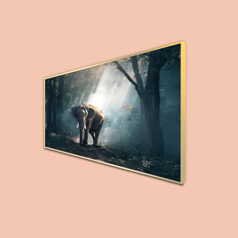 Elephant In Forest Canvas Floating Frame Wall Painting
