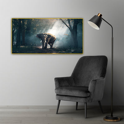 Elephant In Forest Canvas Floating Frame Wall Painting