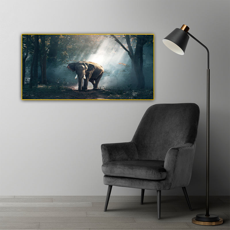 Elephant In Forest Canvas Floating Frame Wall Painting