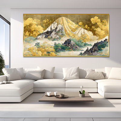 Beautiful Mountain Scenery Premium Canvas Floating Frame Wall Painting