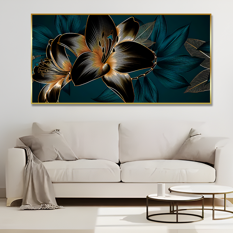 Beautiful Lilies Flowers Canvas Floating Frame Wall Painting
