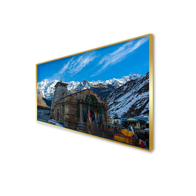 Kedarnath Temple Canvas Floating Frame Wall Painting