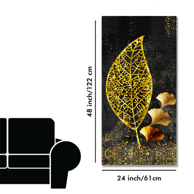 Beautiful Golden Ginkgo Leaf Canvas Floating Frame Wall Painting