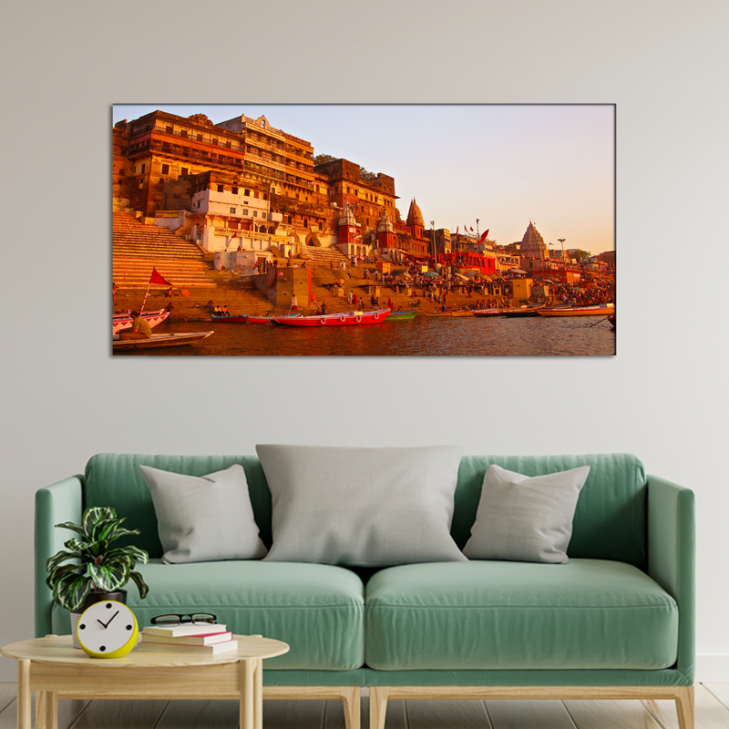 Ganga Ghat Canvas Wall Painting
