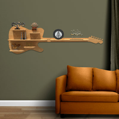 Guitar shape Wood Wall Shelf | Book Shelf | Oak Wood