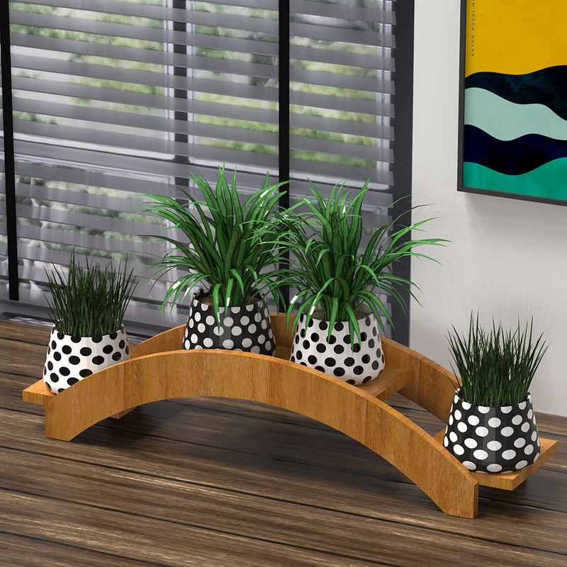 Large Bridge Shaped Wooden Planter Stand