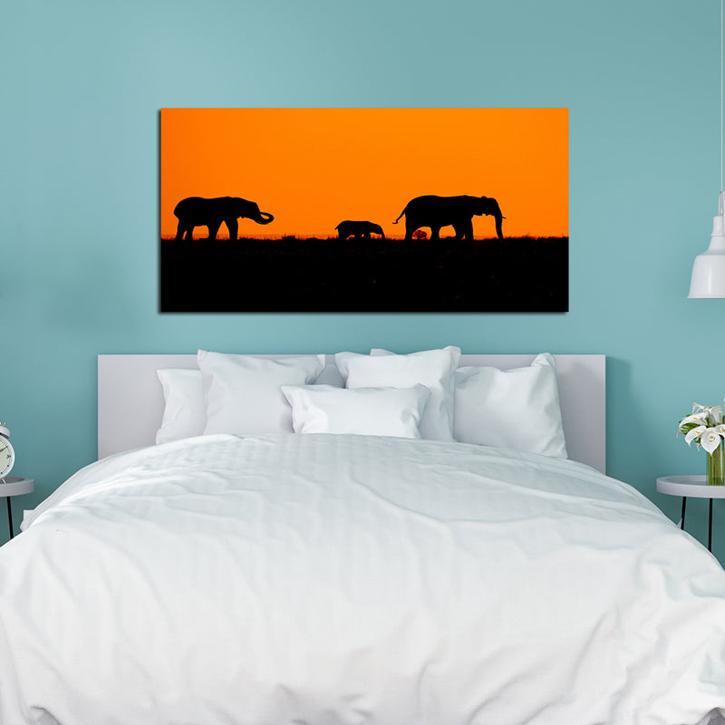 Family Of Elephant Canvas Wall Painting