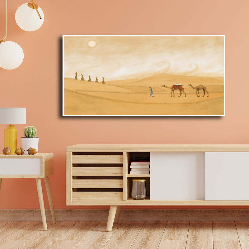 Camel In Desert Canvas Wall Painting