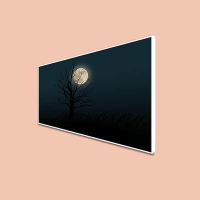 Full Moon Night Canvas Floating Frame Wall Painting