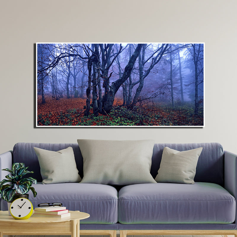 Blue Forest Scenery Floating Frame Canvas Wall Painting