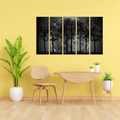 Black Forest  Canvas Wall Painting - With 5 Panel