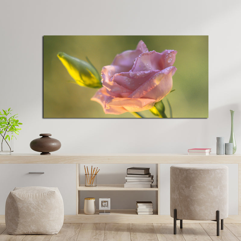 Beautiful Single Pink Rose Canvas Wall Painting