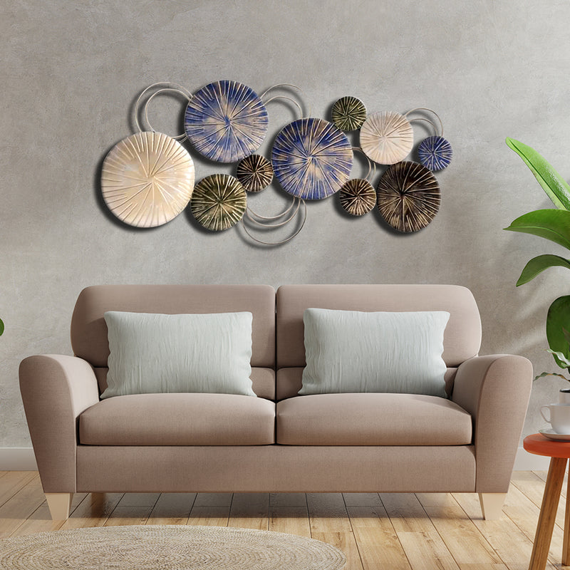 Blue, golden and Black Large Metal Wall Art