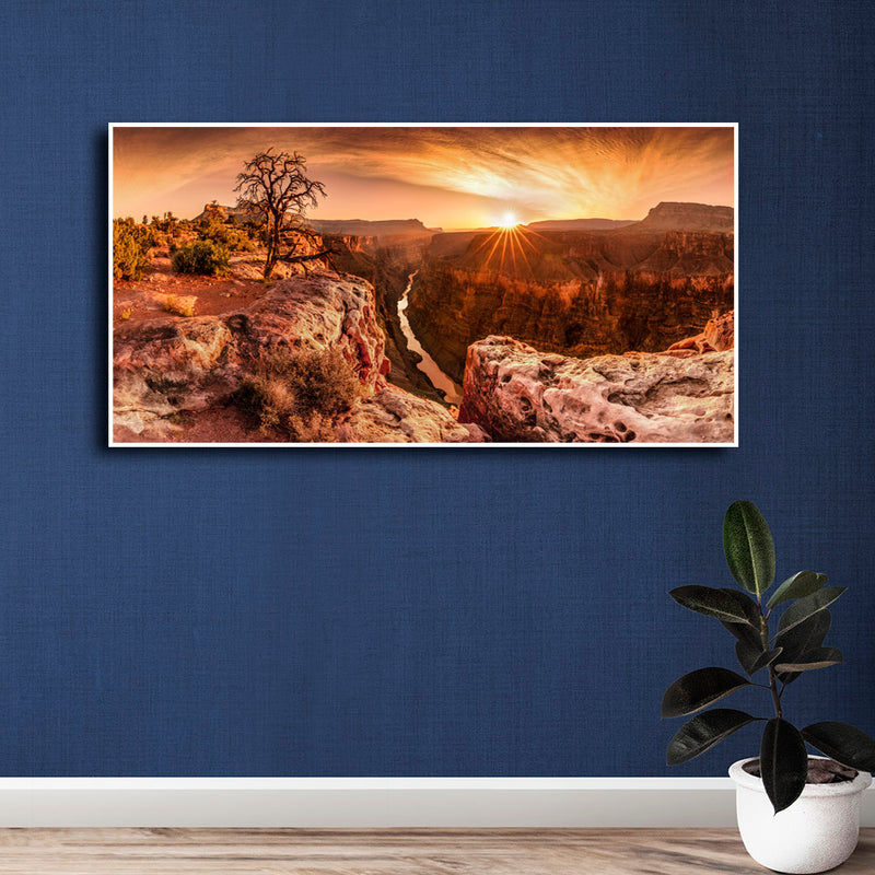 Sunset Grand Canyon Floating Frame Canvas Wall Painting