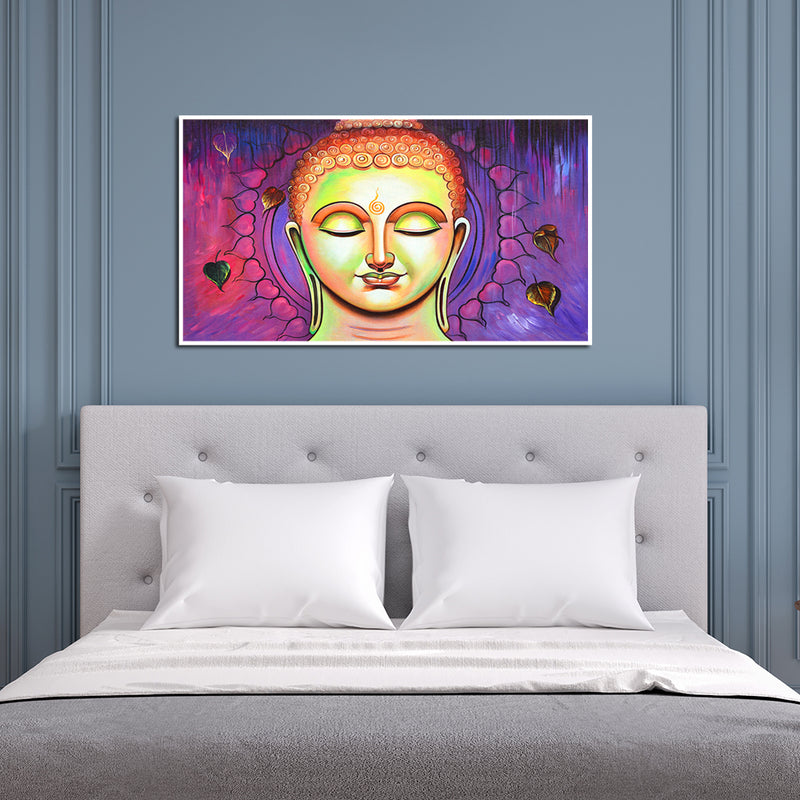 Acrylic Color Portrait Buddha Floating Canvas Wall Painting