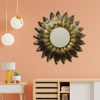 Golden Leaf Design Large Metal Wall Art