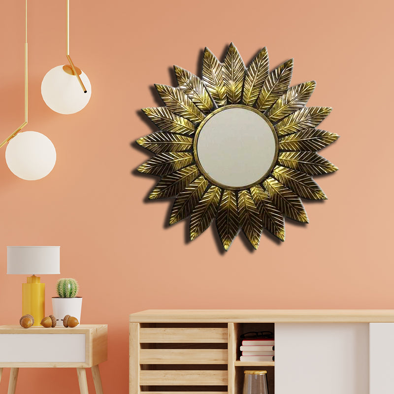 Golden Leaf Design Large Metal Wall Art