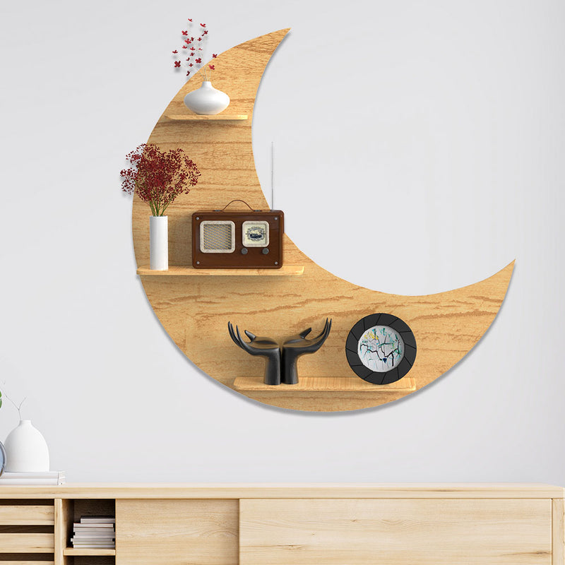 Half Moon Shape Wood Wall Shelf / Book Shelf /  Oak Wood