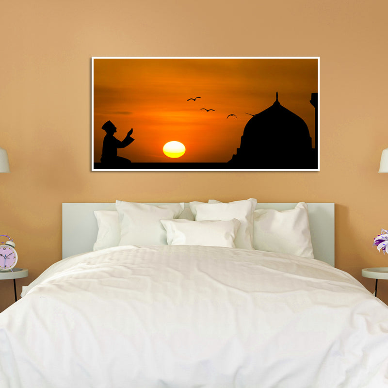 Muslim Man Praying Duas Islamic Floating Frame Canvas Wall Painting