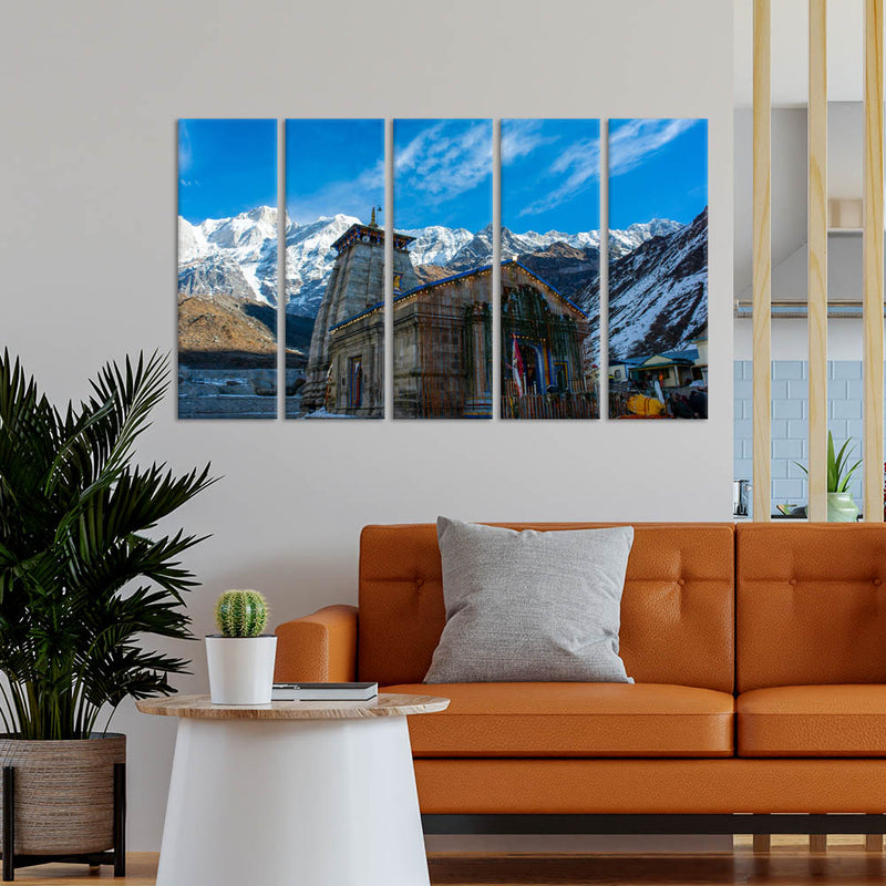 Kedarnath Painting Canvas Wall Painting - With 5 Panel