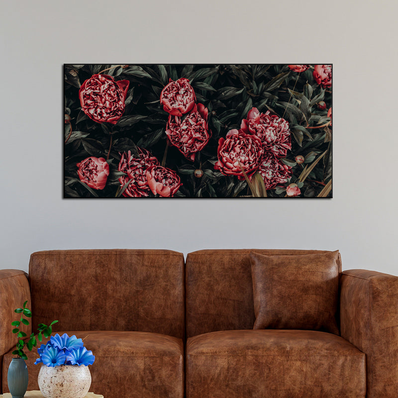 Abstract Red Flower Canvas Floating Frame Wall Painting