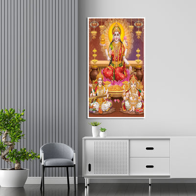 Maa Lakshmi Floating Frame Canvas Wall Painting
